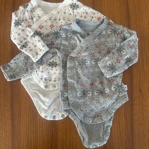 Baby Wrap Bodysuits in Gray and White w/ Holiday patterns